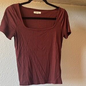 Madewell Burgundy Square Neck Top